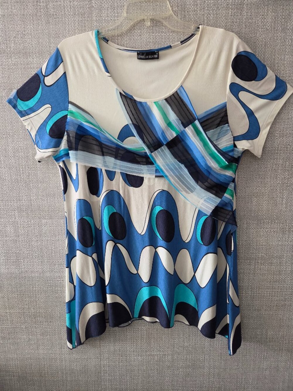 Lorella Sgarbi short sleeve designer top XXXL, made in Italy, US size  XL.